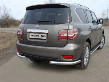 Защита задняя (уголки, нержавейка 76,1 мм) ТСС Тюнинг Nissan Patrol  6 (2014-2017) Y62 рестайлинг
