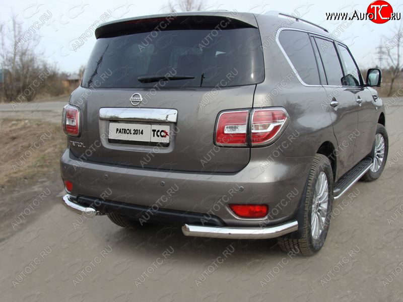 21 999 р. Защита задняя (уголки, нержавейка 76,1 мм) ТСС Тюнинг  Nissan Patrol  6 (2014-2017) Y62 рестайлинг  с доставкой в г. Кемерово