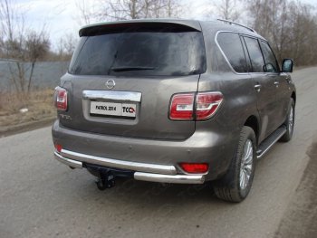 Защита задняя под фаркоп (центральная, нержавейка d75*75 мм) ТСС Тюнинг Nissan Patrol  6 (2014-2017) Y62 рестайлинг