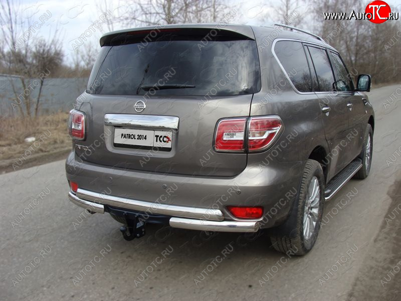 54 999 р. Защита задняя под фаркоп (центральная, нержавейка d75*75 мм) ТСС Тюнинг  Nissan Patrol  6 (2014-2017) Y62 рестайлинг (центральная)  с доставкой в г. Кемерово