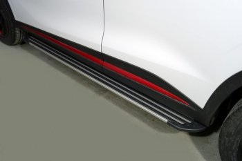 Пороги алюминиевые Slim Line ТСС Тюнинг Omoda C5 (2021-2025) (Silver)