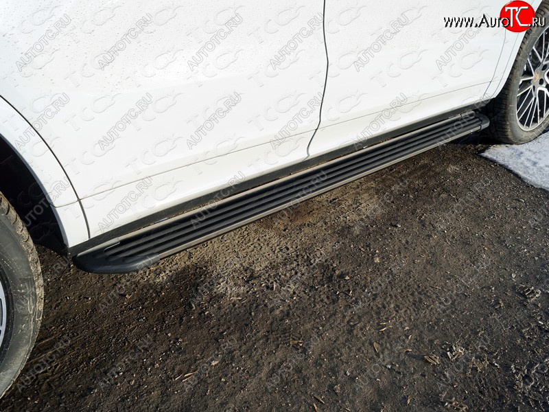 21 999 р. Пороги алюминиевые Slim Line ТСС Тюнинг  Porsche Cayenne  PO536 (2018-2025) (Black )  с доставкой в г. Кемерово