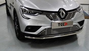 Верхняя декоративная вставка решетки радиатора ТСС Тюнинг Renault Arkana (2019-2025) (d 12 мм)