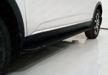 Пороги алюминиевые Slim Line ТСС Тюнинг Renault Arkana (2019-2025) (Black )