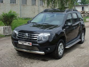 Защита передняя овальная короткая 75х42 мм ТСС Тюнинг Renault Duster  HS (2010-2015) дорестайлинг (нержавейка)