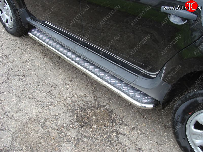 27 849 р. Пороги с площадкой 42,4 мм ТСС Тюнинг  Renault Duster  HS (2010-2015) дорестайлинг (серые)  с доставкой в г. Кемерово