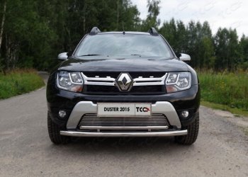 Защита переднего бампера нижняя двойная 60,3*42,4 мм ТСС Тюнинг Renault Duster  HS (2015-2021) рестайлинг (нержавейка)