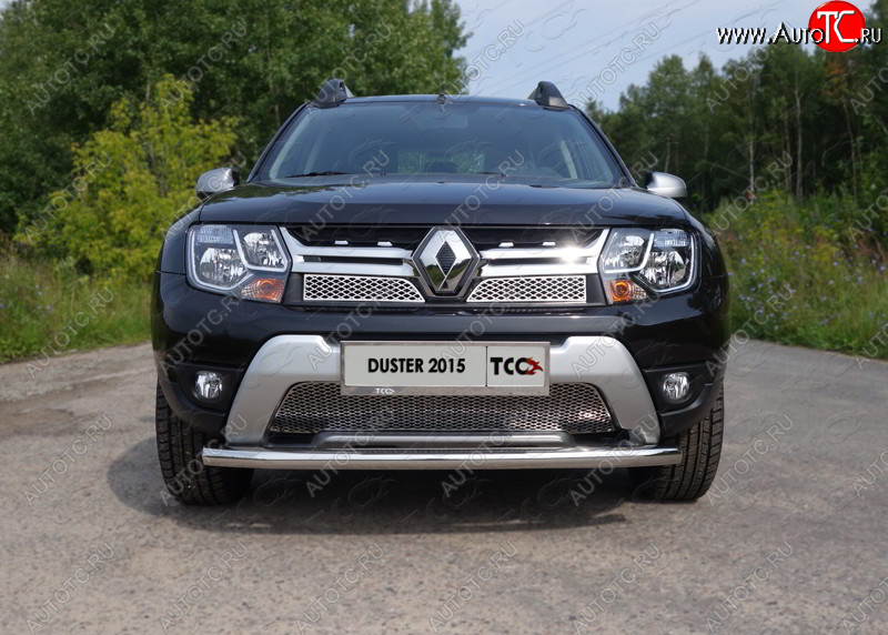 14 699 р. Защита переднего бампера нижняя d60,3 мм ТСС Тюнинг  Renault Duster  HS (2015-2021) рестайлинг (нержавейка)  с доставкой в г. Кемерово