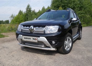 29 449 р. Защита переднего бампера нижняя с ДХО 60,3 мм ТСС Тюнинг  Renault Duster  HS (2015-2021) рестайлинг (нержавейка)  с доставкой в г. Кемерово. Увеличить фотографию 1