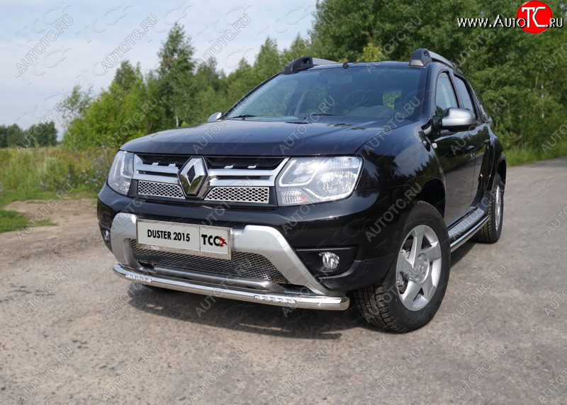 29 449 р. Защита переднего бампера нижняя с ДХО 60,3 мм ТСС Тюнинг  Renault Duster  HS (2015-2021) рестайлинг (нержавейка)  с доставкой в г. Кемерово