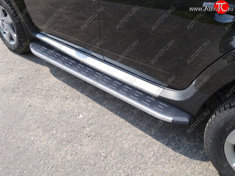 21 999 р. Пороги алюминиевые с пластиковой накладкой ТСС Тюнинг  Renault Duster  HS (2015-2021) рестайлинг (карбон серебро)  с доставкой в г. Кемерово