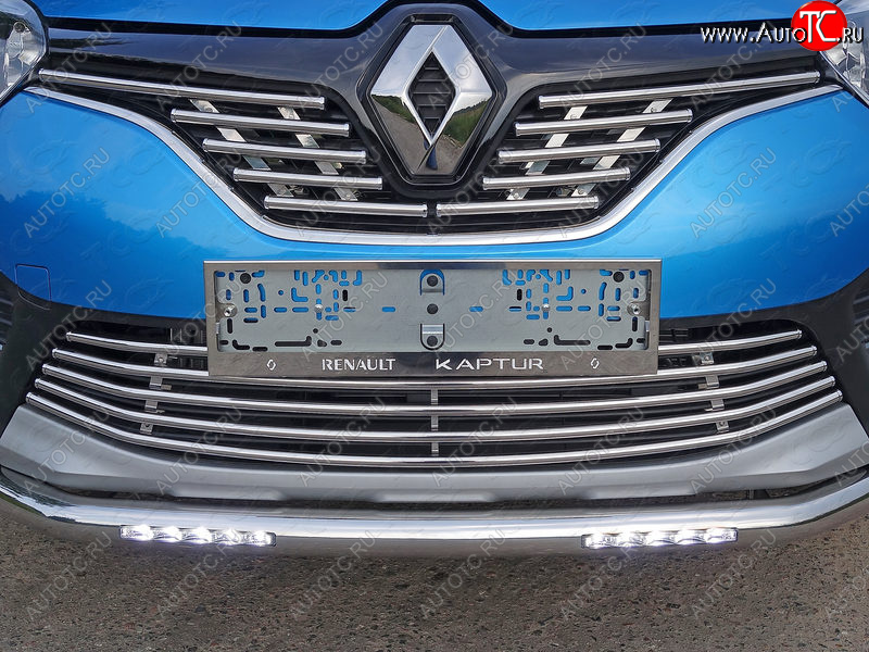 8 799 р. Нижняя декоративная вставка в бампер ТСС Тюнинг Renault Kaptur дорестайлинг (2016-2020) (d 16 мм)  с доставкой в г. Кемерово