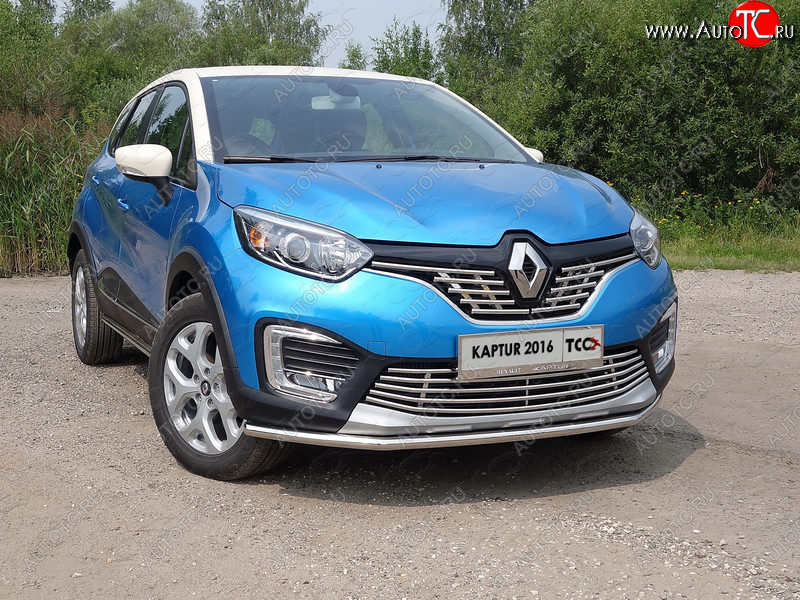 14 699 р. Защита переднего бампера нижняя 42,4 мм ТСС Тюнинг  Renault Kaptur (2016-2020) дорестайлинг (нержавейка)  с доставкой в г. Кемерово