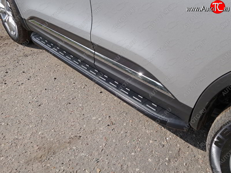21 999 р. Пороги алюминиевые с пластиковой накладкой ТСС Тюнинг  Renault Koleos  2 (2016-2025) (карбон черные)  с доставкой в г. Кемерово