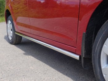 Защита порогов труба d42,4 мм ТСС Тюнинг Renault Logan 2 дорестайлинг (2014-2018) (серые)