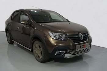 19 599 р. Защита порогов труба d42,4 мм ТСС Тюнинг  Renault Logan Stepway (2018-2025) (серые)  с доставкой в г. Кемерово. Увеличить фотографию 1