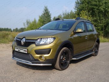 Защита переднего бампера нижняя d42,4 мм ТСС Тюнинг Renault Sandero Stepway  (B8) (2014-2018) дорестайлинг (нержавейка)