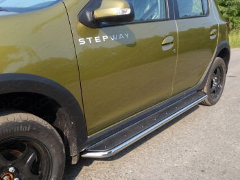 Пороги с площадкой 42,4 мм ТСС Тюнинг Renault Sandero Stepway  (B8) (2014-2018) дорестайлинг