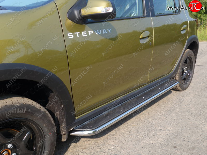 36 999 р. Пороги с площадкой 42,4 мм ТСС Тюнинг  Renault Sandero Stepway  (B8) (2014-2018) дорестайлинг (нержавейка)  с доставкой в г. Кемерово
