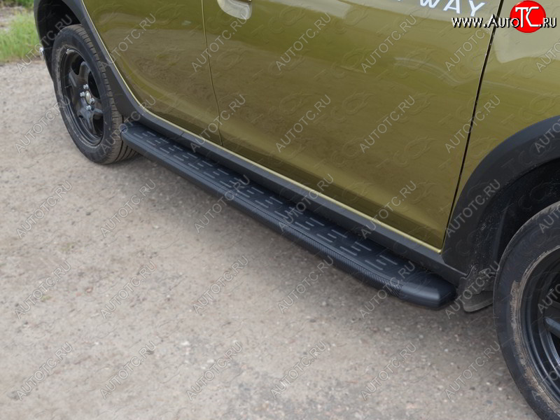 21 999 р. Пороги алюминиевые с пластиковой накладкой ТСС Тюнинг  Renault Sandero Stepway  (B8) (2014-2018) дорестайлинг (карбон черные)  с доставкой в г. Кемерово