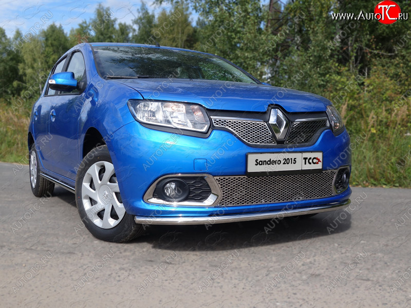 10 299 р. Защита переднего бампера нижняя d42,4 мм ТСС Тюнинг  Renault Sandero  (B8) (2014-2018) дорестайлинг (нержавейка)  с доставкой в г. Кемерово