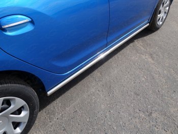 Защита порогов труба d42,4 мм ТСС Тюнинг Renault Sandero  (B8) (2014-2018) дорестайлинг (серые)