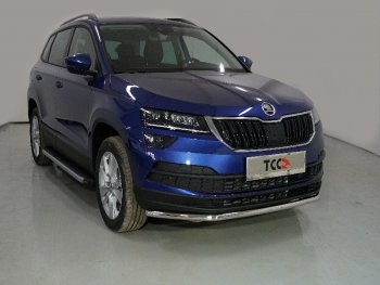 15 999 р. Защита переднего бампера нижняя d42,4 мм ТСС Тюнинг Skoda Karoq NU7 рестайлинг (2020-2025) (нержавейка)  с доставкой в г. Кемерово. Увеличить фотографию 1