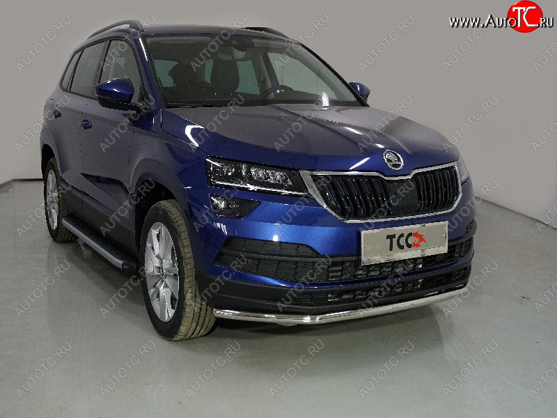 15 999 р. Защита переднего бампера нижняя d42,4 мм ТСС Тюнинг Skoda Karoq NU7 рестайлинг (2020-2025) (нержавейка)  с доставкой в г. Кемерово