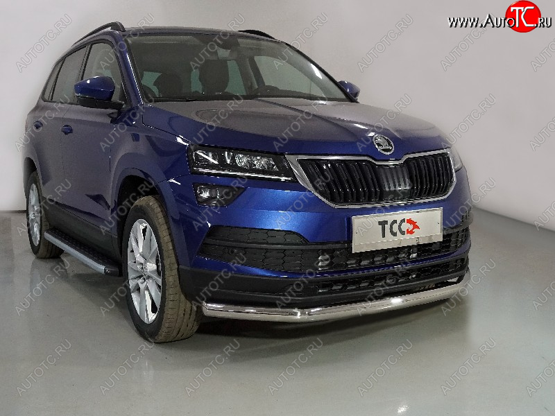 17 099 р. Защита переднего бампера нижняя d60,3 мм ТСС Тюнинг Skoda Karoq NU7 рестайлинг (2020-2025) (нержавейка)  с доставкой в г. Кемерово