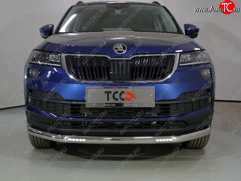 34 799 р. Защита переднего бампера нижняя с ДХО 60,3 мм ТСС Тюнинг  Skoda Karoq  NU7 (2020-2025) рестайлинг (нержавейка)  с доставкой в г. Кемерово