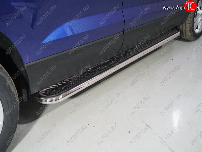 36 999 р. Пороги с площадкой 42,4 мм ТСС Тюнинг Skoda Karoq NU7 рестайлинг (2020-2025) (нержавейка)  с доставкой в г. Кемерово