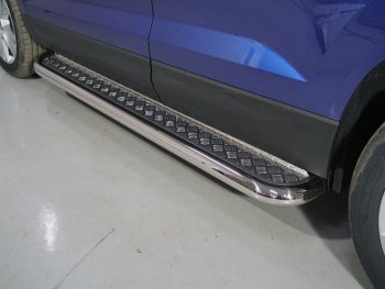 Пороги с площадкой 60,3 мм ТСС Тюнинг Skoda Karoq NU7 рестайлинг (2020-2025) (серые)