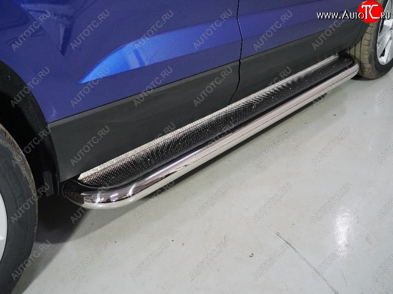 41 749 р. Пороги с площадкой 60,3 мм ТСС Тюнинг Skoda Karoq NU7 рестайлинг (2020-2025) (нержавейка)  с доставкой в г. Кемерово