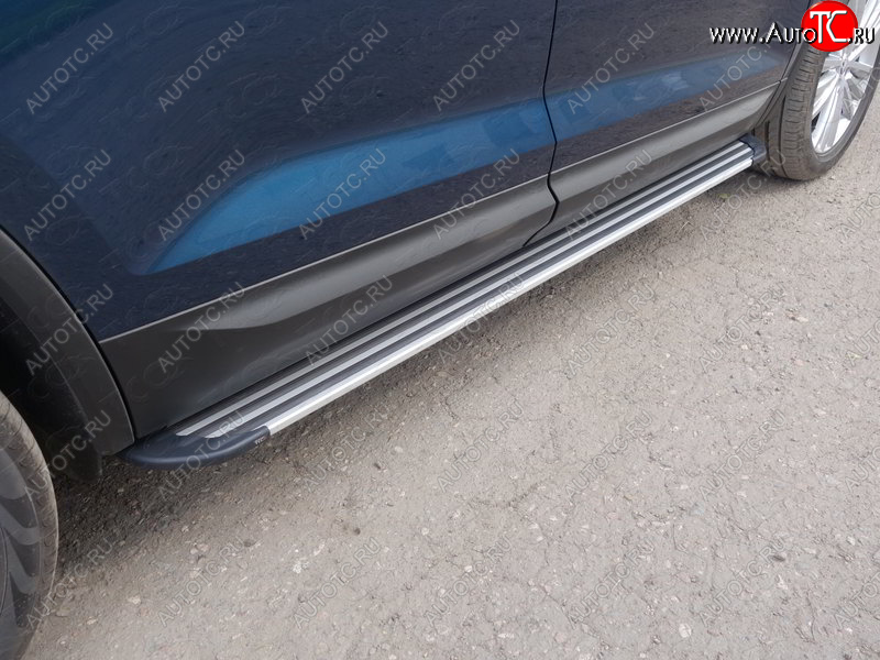 20 599 р. Пороги алюминиевые, ТСС Тюнинг Skoda Kodiaq NU7 дорестайлинг (2017-2021) (Slim Line Silver)  с доставкой в г. Кемерово