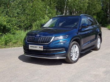 Защита переднего бампера нижняя d42,4 мм ТСС Тюнинг Skoda Kodiaq NU7 дорестайлинг (2017-2021) (нержавейка)