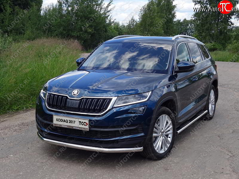17 649 р. Защита переднего бампера нижняя d60,3 мм ТСС Тюнинг Skoda Kodiaq NU7 дорестайлинг (2017-2021) (нержавейка)  с доставкой в г. Кемерово