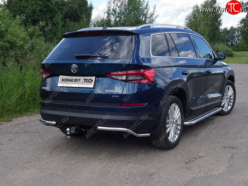 13 249 р. Защита заднего бампера (уголки, d42,4 мм) TCC  Skoda Kodiaq  NU7 (2017-2021) дорестайлинг  с доставкой в г. Кемерово