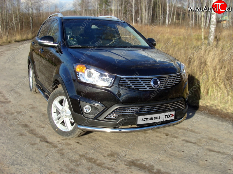 18 999 р. Защита переднего бампера нижняя d60,3 мм ТСС Тюнинг  SSANGYONG Actyon (2013-2021) рестайлинг (нержавейка)  с доставкой в г. Кемерово