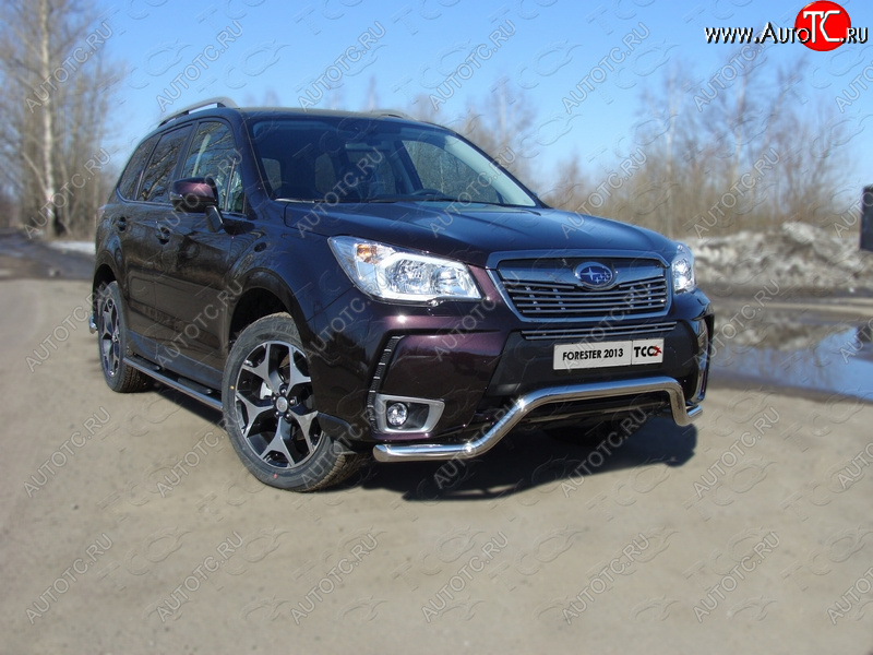 18 999 р. Защита переднего бампера кенгурин 60,3 мм ТСС Тюнинг  Subaru Forester  SJ (2012-2016) дорестайлинг (нержавейка)  с доставкой в г. Кемерово