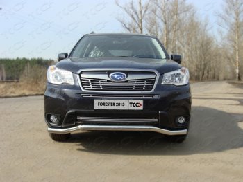 Верхняя декоративная вставка решетки радиатора ТСС Тюнинг Subaru Forester  SJ (2012-2016) дорестайлинг (d 12 мм)