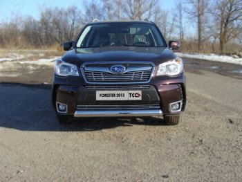 4 299 р. Нижняя декоративная вставка в бампер (спорт) ТСС Тюнинг  Subaru Forester  SJ (2012-2016) дорестайлинг (d 12 мм)  с доставкой в г. Кемерово. Увеличить фотографию 1