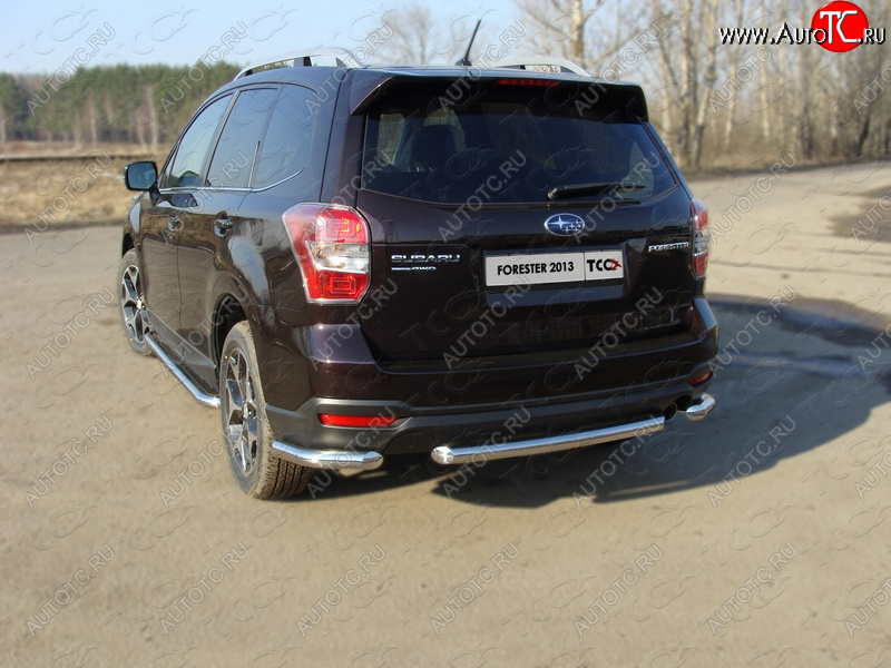 17 649 р. Защита заднего бампера (уголки, d60,3 мм) TCC  Subaru Forester  SJ (2012-2016) дорестайлинг  с доставкой в г. Кемерово