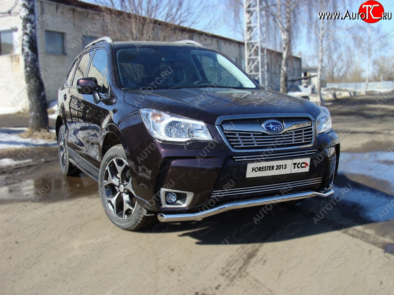 20 599 р. Защита переднего бампера нижняя d60,3 мм ТСС Тюнинг Subaru Forester SJ дорестайлинг (2012-2016) (нержавейка)  с доставкой в г. Кемерово