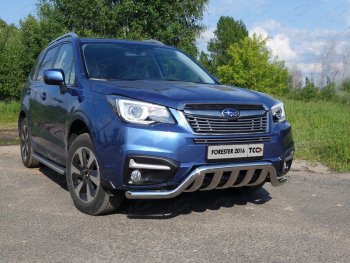 Верхняя декоративная вставка решетки радиатора ТСС Тюнинг Subaru Forester  SJ (2016-2019) рестайлинг (d 12 мм)