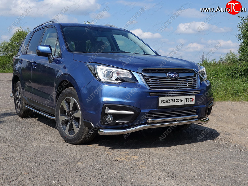 4 299 р. Нижняя декоративная вставка в бампер ТСС Тюнинг Subaru Forester SJ рестайлинг (2016-2019) (d 12 мм)  с доставкой в г. Кемерово