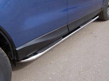 Пороги овальные гнутые с накладкой 75х42 мм ТСС Тюнинг Subaru Forester SJ рестайлинг (2016-2019) (серые)