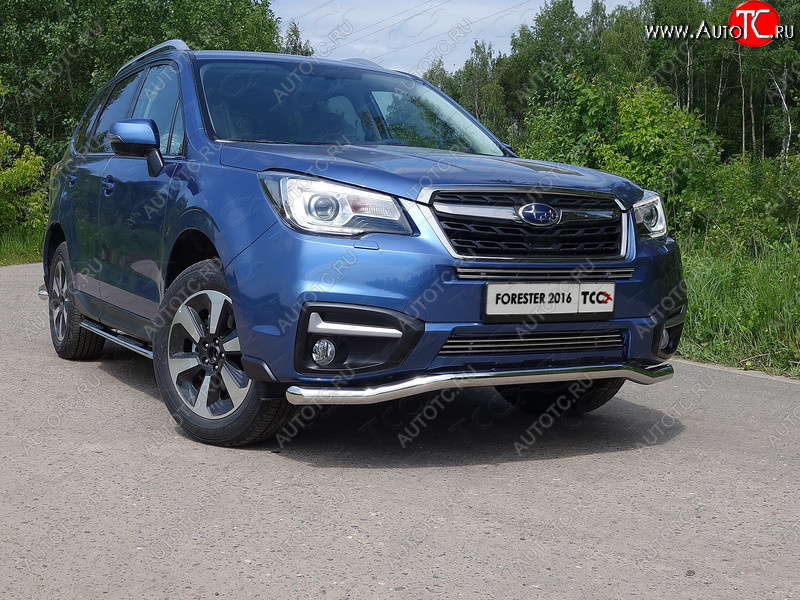 20 599 р. Защита переднего бампера нижняя d60,3 мм ТСС Тюнинг Subaru Forester SJ рестайлинг (2016-2019) (нрежавейка)  с доставкой в г. Кемерово