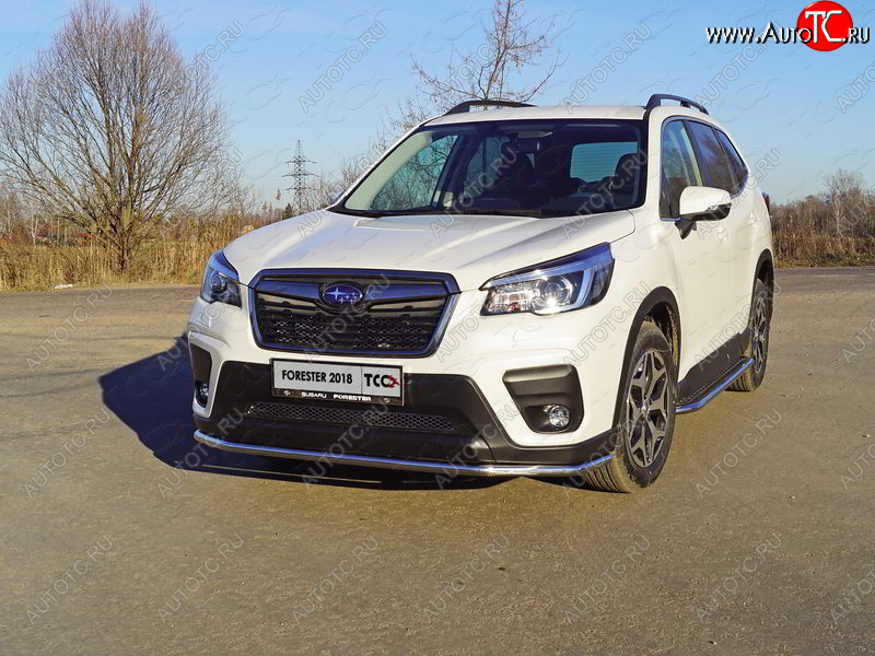 20 599 р. Защита переднего бампера нижняя d42,4 мм ТСС Тюнинг  Subaru Forester  SK/S14 (2018-2021) дорестайлинг (нержавейка)  с доставкой в г. Кемерово