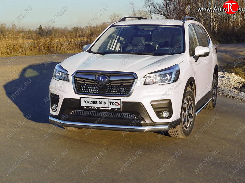 25 499 р. Защита переднего бампера нижняя овальная 75х42 мм ТСС Тюнинг Subaru Forester SK/S14 дорестайлинг (2018-2021) (нержавейка)  с доставкой в г. Кемерово