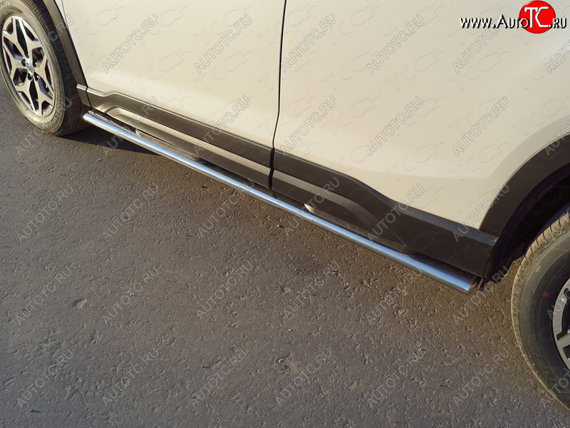 40 799 р. Пороги овальные с накладкой 120х60 мм ТСС Тюнинг Subaru Forester SK/S14 дорестайлинг (2018-2021) (серые)  с доставкой в г. Кемерово